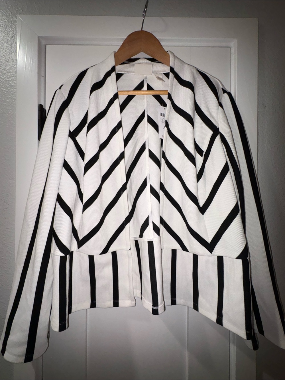 Chico's Black and White Striped Jacket